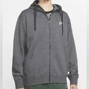 Nike Gray Men's Club Zip-Up Logo Hoodie